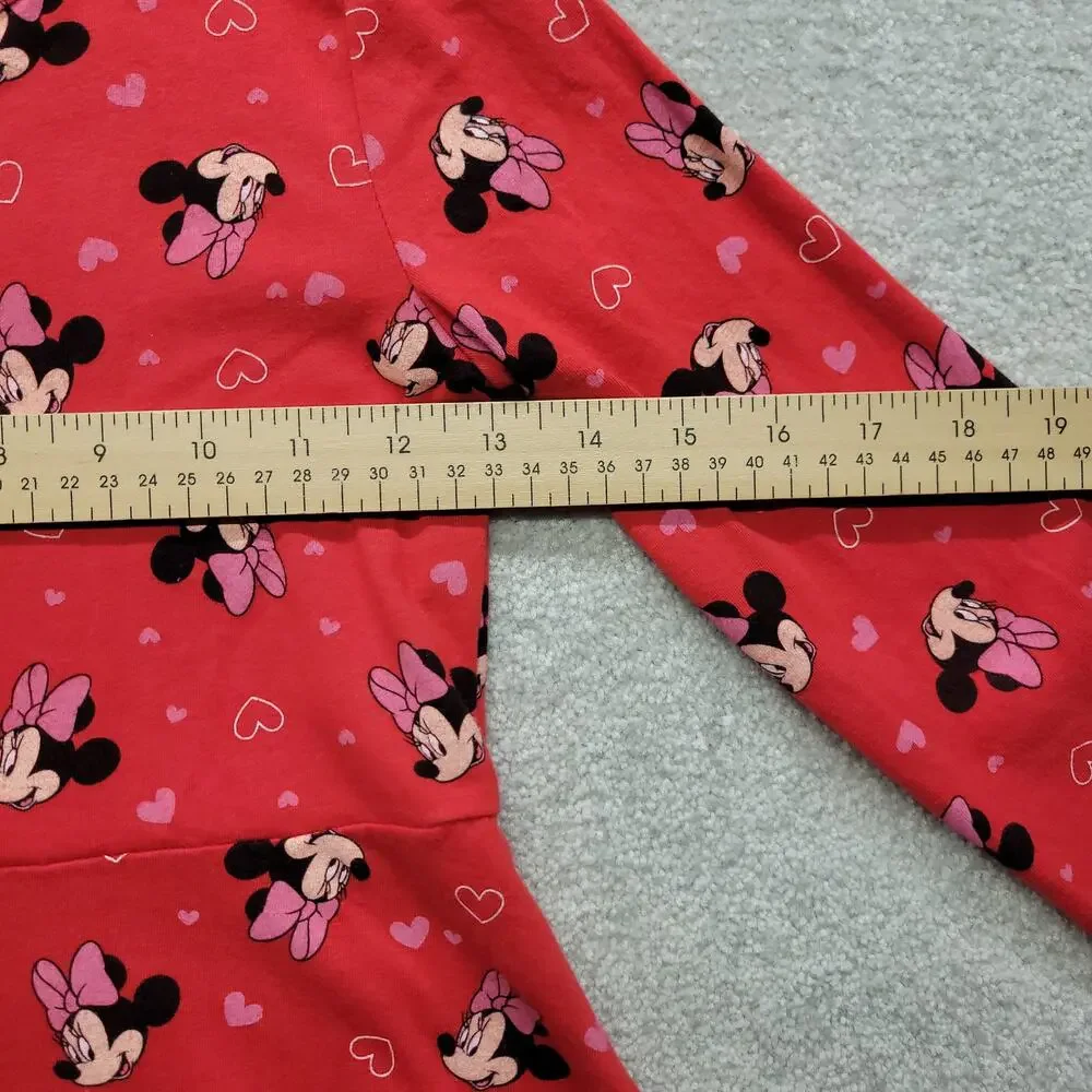 Disney Minnie Mouse Girls Size Medium 7/8 Red Pink Long Sleeve Skater Dress